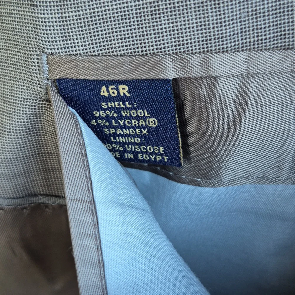 BROOKS BROTHERS 346 Stretch Light Grey Beige Solid Weave Sz 46 R Mens Sport Coat - Picture 6 of 6